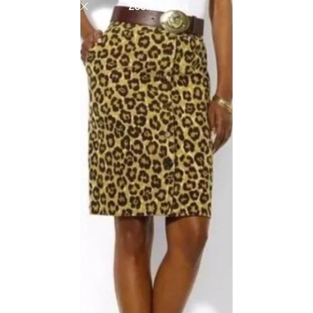 Lauren By Ralph Lauren Button Front Pencil‎ Straight Skirt Linen Size 12